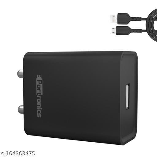 Portronics Adapto 62 2.4A 12w Wall Charger, Compatible with iOS & Andriod Smartphones etc.(Black) 3 Portronics Adapto 62 2.4A 12w Wall Charger, Compatible with iOS & Andriod Smartphones etc.(Black) - Bhandarum