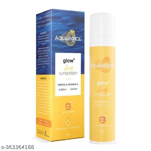 Aqualogica Glow+ Dewy Sunscreen with Papaya & Vitamin C - SPF 50 PA++++ for UVA/B protection, 50G - Bhandarum