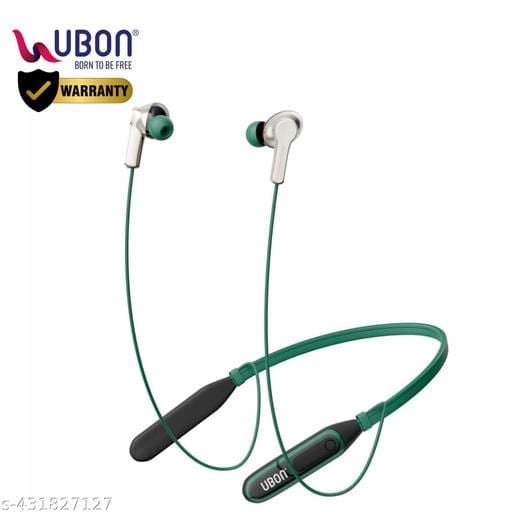 UBON U Series Newly Launched Wireless Neckband, Bluetooth, 36 Hours Playback, Type-C Fast Charging, Magnetic Earbuds, Auto Pairing, Sporty Design, Comfortable Fit, 220 Hours Standby Time (Green) - Bhandarum