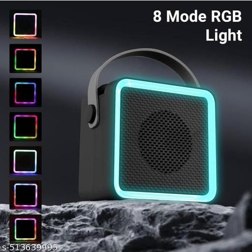 ZEBRONICS County 8, Portable Bluetooth Speaker, 8 Watts, Upto 7 Hours Playback, Passive Radiator, BTv5.3 | TWS | USB | mSD, RGB LED, Call Function, Compact Design, Carry Strap (Black) - Bhandarum