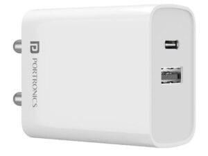 Portronics Adapto 62 C USB Wall Charger Fast Charging Adapter with 1Meter Micro USB Cable 2.4A for iOS & Android Devices (White) - Bhandarum