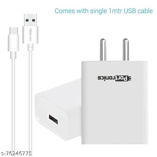 Portronics Adapto 66 2.4A 12w Dual USB Port Wall Charger with 1M Micro USB Cable,Compatible with iOS & Andriod Smartphones etc.(White) 4 Portronics Adapto 66 2.4A 12w Dual USB Port Wall Charger with 1M Micro USB Cable,Compatible with iOS & Andriod Smartphones etc.(White) - Bhandarum