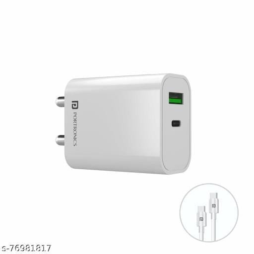 Portronics Adapto 44 20W Fast Charger with Dual Output (Mach USB + PD Type C)Compatible with iOS & Andriod Smartphones and Other Type C Enabled Devices.(Black) 6 Portronics Adapto 44 20W Fast Charger with Dual Output (Mach USB + PD Type C)Compatible with iOS & Andriod Smartphones and Other Type C Enabled Devices.(Black) - Bhandarum