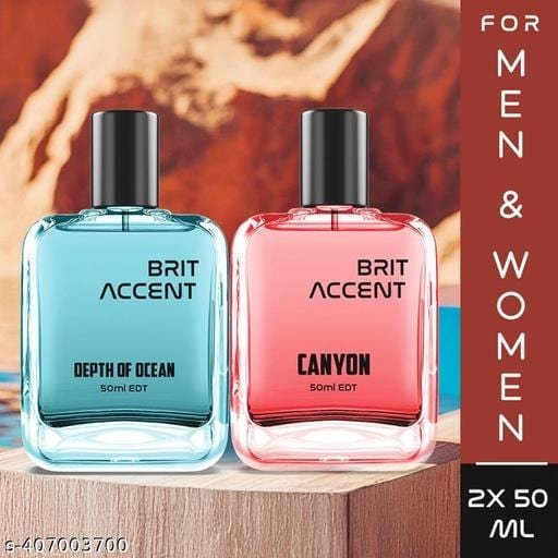 BRIT ACCENT Combo Pack Of 2|Depth Of Ocean-Canyon|Parfum|Long-Lasting|Specially Currated| Eau de Toilette - 100 ml (For Men & Women) - Bhandarum