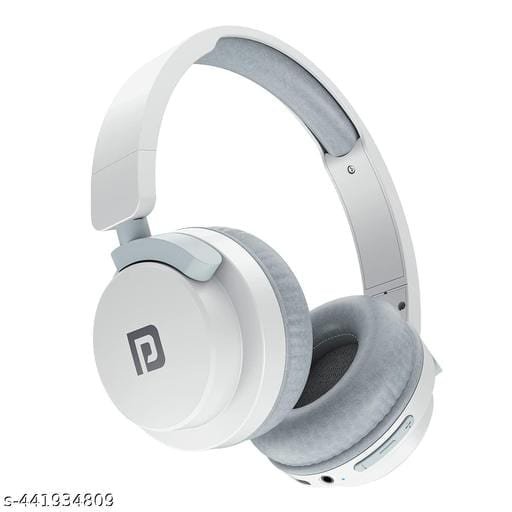 Portronics Muffs M2 Bluetooth Headphones Over ear with Upto 40 Hrs Playtime, 40mm Dynamic Drivers, AUX 3.5mm, Powerful Bass,Type C Charging Port, Foldable Design(White) - Bhandarum