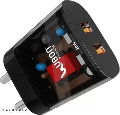 Ubon 20 W GaN 3.4 A Multiport Mobile Charger with Detachable Cable (Black, Cable Included) - Bhandarum