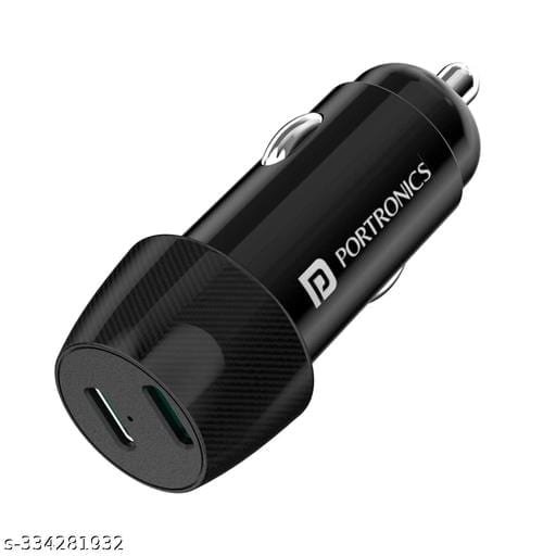 Portronics Car Power 14 Car Charger with Dual PD Output, Fast Charging, 40W Max Output, Compatible with Most Cars(Black) 2 Portronics Car Power 14 Car Charger with Dual PD Output, Fast Charging, 40W Max Output, Compatible with Most Cars(Black) - Bhandarum