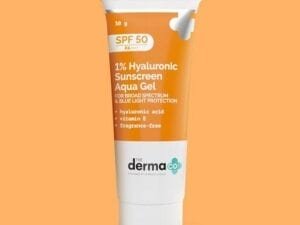 The Derma Co. 1% Hyaluronic Sunscreen SPF 50 Aqua Gel, PA++++, Lightweight, No white-cast for Broad Spectrum & Blue Light Protection for Oily, Dry, Acne-prone Skin - 30g - Bhandarum