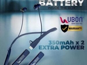 Ubon Bullet Series CL-35 Wireless Neckband Bluetooth Headphones - Immersive Sound, Detachable Battery, Touch Control, Magnetic Earbuds, 100 Hours Playtime Blue - Bhandarum