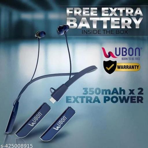 Ubon Bullet Series CL-35 Wireless Neckband Bluetooth Headphones - Immersive Sound, Detachable Battery, Touch Control, Magnetic Earbuds, 100 Hours Playtime Blue - Bhandarum