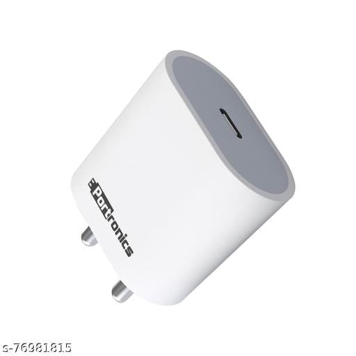 Portronics Adapto 44 20W Fast Charger with Dual Output (Mach USB + PD Type C)Compatible with iOS & Andriod Smartphones and Other Type C Enabled Devices.(Black) 3 Portronics Adapto 44 20W Fast Charger with Dual Output (Mach USB + PD Type C)Compatible with iOS & Andriod Smartphones and Other Type C Enabled Devices.(Black) - Bhandarum