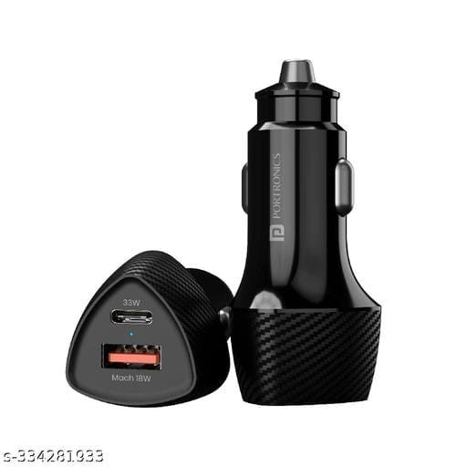 Portronics Car Power 14 Car Charger with Dual PD Output, Fast Charging, 40W Max Output, Compatible with Most Cars(Black) - Bhandarum