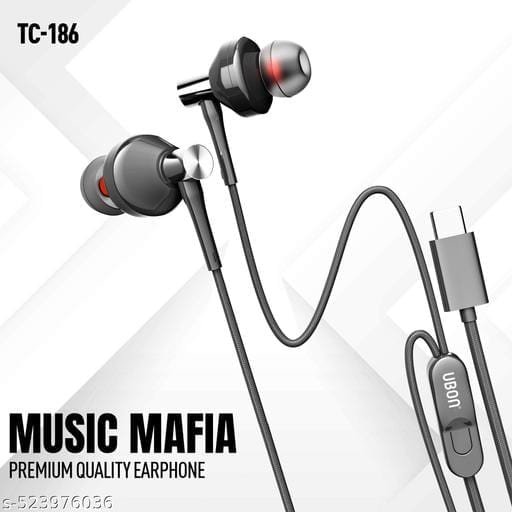 Ubon Type-C TC-186 Wired Earphones Wired Gaming Headset (black, In the Ear) - Bhandarum