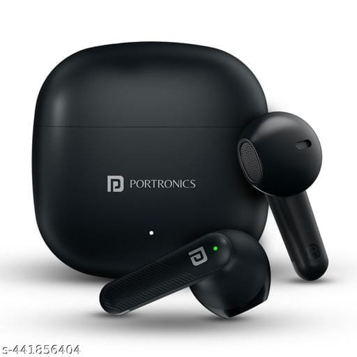 Portronics Harmonics Twins S18 in Ear TWS Earbuds with 30H Playtime, in Built HD Mic, Game/Music Mode, 13mm Dynamic Driver, Low Latency, Touch Control, Type C Fast Charging, Light Weight(Black) - Bhandarum