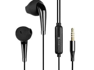 Zebronics Zeb-Buds 10 (Red) In Ear Wired Earphones with Mic, Metallic Design, L Shaped Connector, 13.5mm NdFeb Drivers - Bhandarum