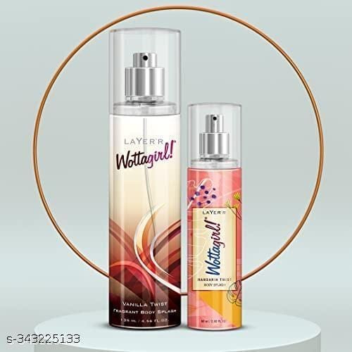 LAYER'R Wottagirl Long Lasting Fragrance Vanilla Twist 135ml & Mandarin Twist 60ml Body Spray - For Women (195 ml, Pack of 2) - Bhandarum