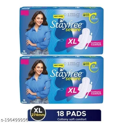 Stayfree Secure Cottony XL - 18*2 Pads (Pack Of 2) - Bhandarum