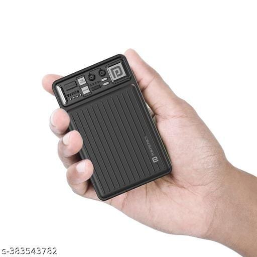 Portronics Luxcell Mini 10K Advanced 10000 mAh Smallest Power Bank with 22.5W Max Output, LED Indicator, Mach USB-A Output, Type C PD Output, Type C Input, Wake Up Button(Black) - Bhandarum
