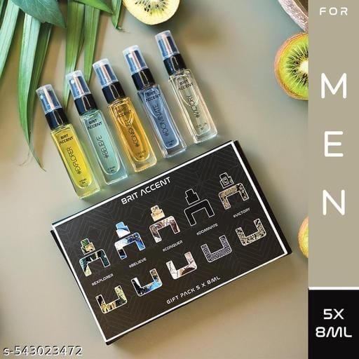 BRIT ACCENT | Perfume Gift Pack for Men | 5 x 8ml | Premium Fragrances| Eau de Toilette - 40 ml  (For Men) - Bhandarum