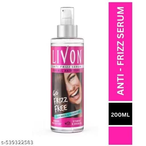 Livon Serum for Women for All Hair Types for Frizz-free, Smooth & Glossy Hair with Argan Oil & Vitamin E, 200ml - Bhandarum