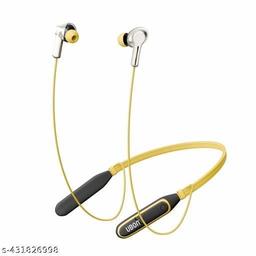 UBON U Series Newly Launched Wireless Neckband, Bluetooth, 36 Hours Playback, Type-C Fast Charging, Magnetic Earbuds, Auto Pairing, Sporty Design, Comfortable Fit, 220 Hours Standby Time (Yellow) - Bhandarum