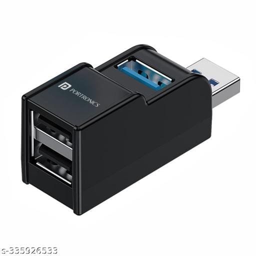 Portronics Mport 3A USB Hub (3-in-1), Multiport Adapter with USB 3.0 & 2-Port USB 2.0, Upto 5 Gbps High Data Transfer Speed for PC, Laptop & Mac (Black) - Bhandarum