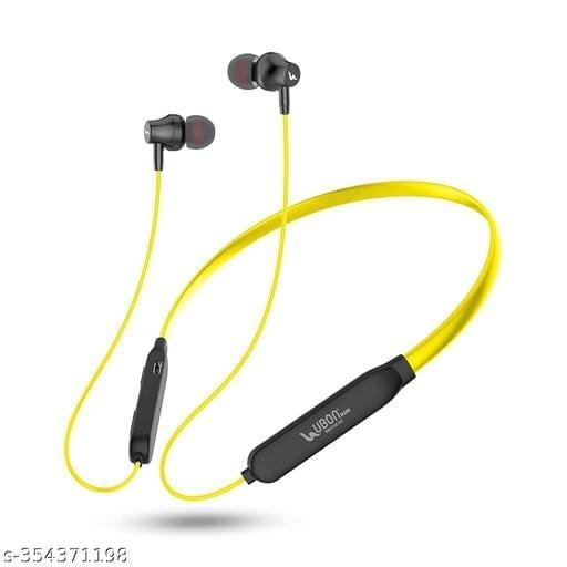 Ubon BT-5200 Bass Factory 2.0 Wireless V5.0 Bluetooth Neckband with Mic, Upto 15 Hours Playtime, in Ear Headset for Travelling, Running, Gyming, and Other Daily Activities (Yellow) - Bhandarum