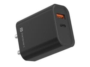 Portronics Adapto 62 2.4A 12w Wall Charger, Compatible with iOS & Andriod Smartphones etc.(Black) - Bhandarum