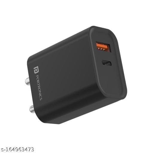 Portronics Adapto 62 2.4A 12w Wall Charger, Compatible with iOS & Andriod Smartphones etc.(Black) - Bhandarum
