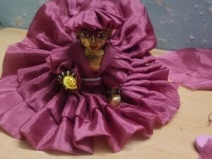 Premium Maroon Silk Laddu Gopal Dress – Handmade Ruffle Poshak with Matching Pagdi, Perfect for Festive and Daily Sringar - Bhandarum