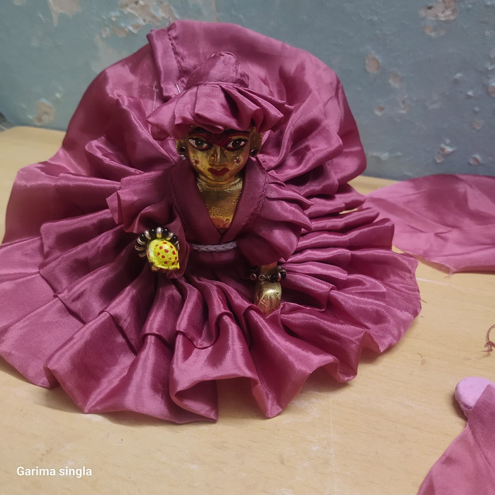 Premium Maroon Silk Laddu Gopal Dress – Handmade Ruffle Poshak with Matching Pagdi, Perfect for Festive and Daily Sringar - Bhandarum