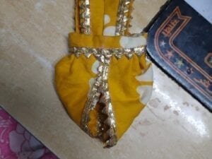 Handmade Yellow Cotton Dhoti for Laddu Gopal – Traditional God Dress with Golden Lace, Perfect for Summer and Festival Wear - Bhandarum