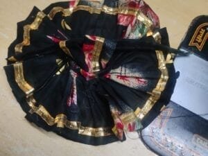 Handmade Black Floral Laddu Gopal Dress – Designer Poshak with Golden Lace for Kanha Ji, Thakur Ji, Bal Gopal Idol - Bhandarum
