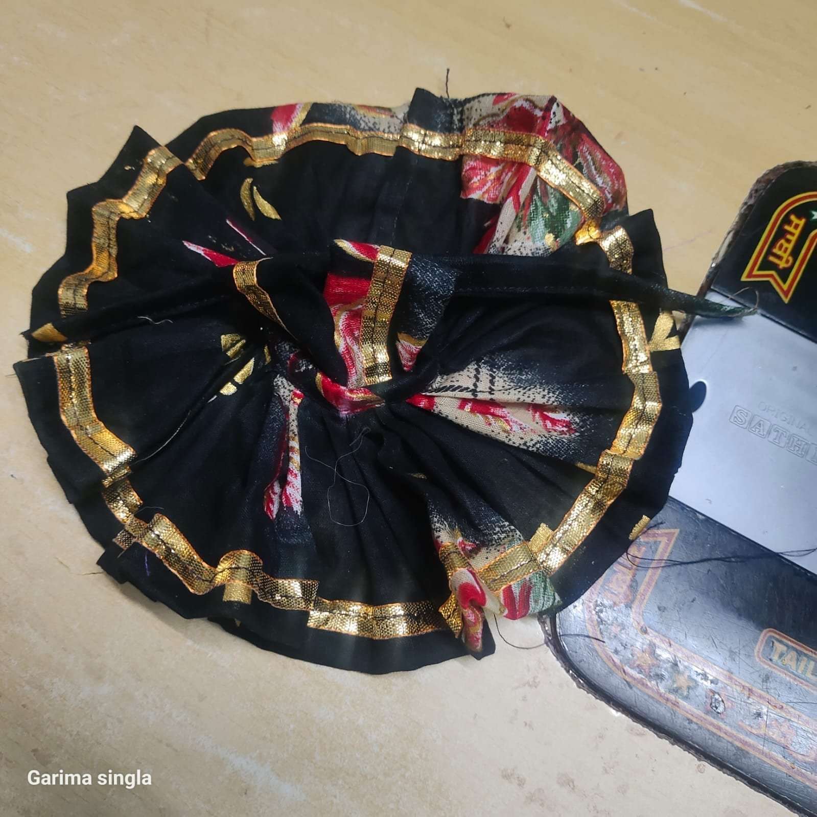 Handmade Black Floral Laddu Gopal Dress – Designer Poshak with Golden Lace for Kanha Ji, Thakur Ji, Bal Gopal Idol - Bhandarum